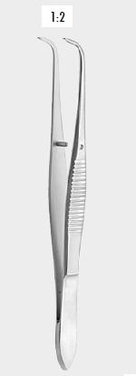 Пінцет делікатний, сильно вигнутий, 1x2 зубці, 10 см (cm). Бренд: Zepf (Зепф).